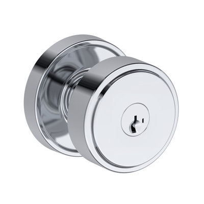 Vashon Keyed Entry Knob with Recessed Round Rose in Satin Nickel