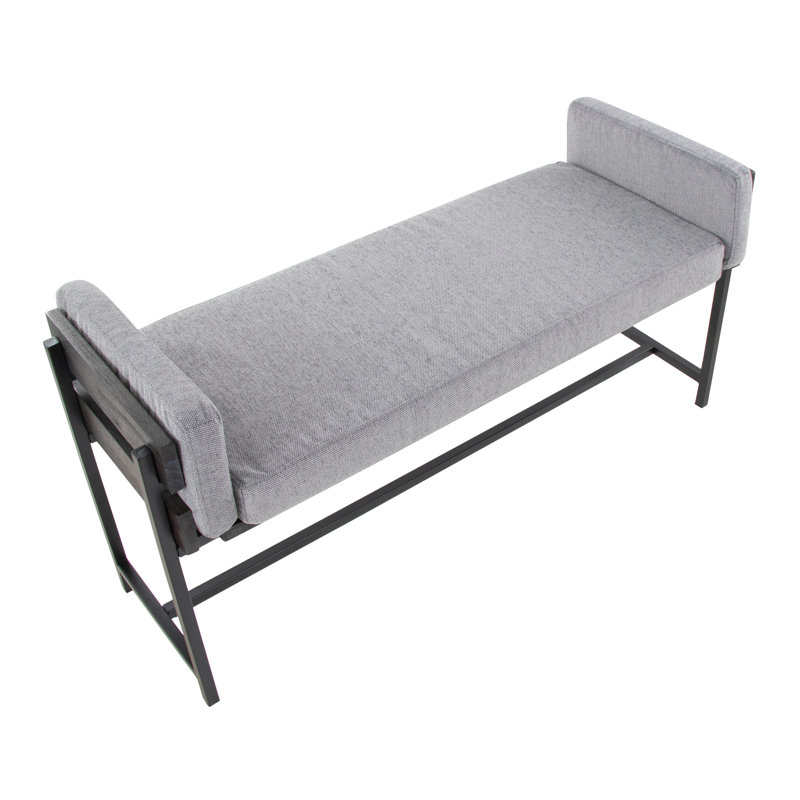 Kari Polyester Blend Upholstered Bench, Light Grey/Grey