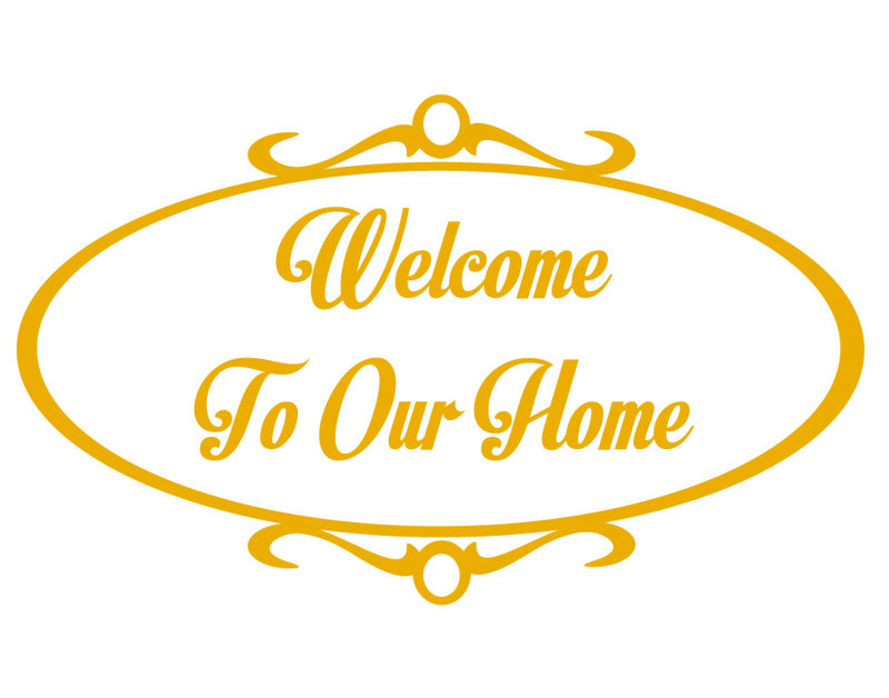 Décalcomanie murale welcome to home, H 36 po x l 60 po x P 0,01 po, Jaune signalisation
