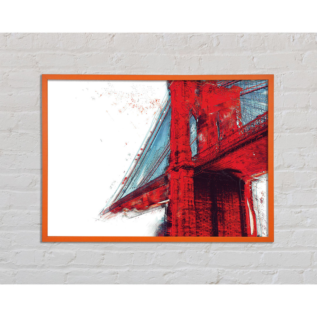 Ameiya Red Funky Brooklyn Bridge - Einzelner Bilderrahmen Kunstdrucke