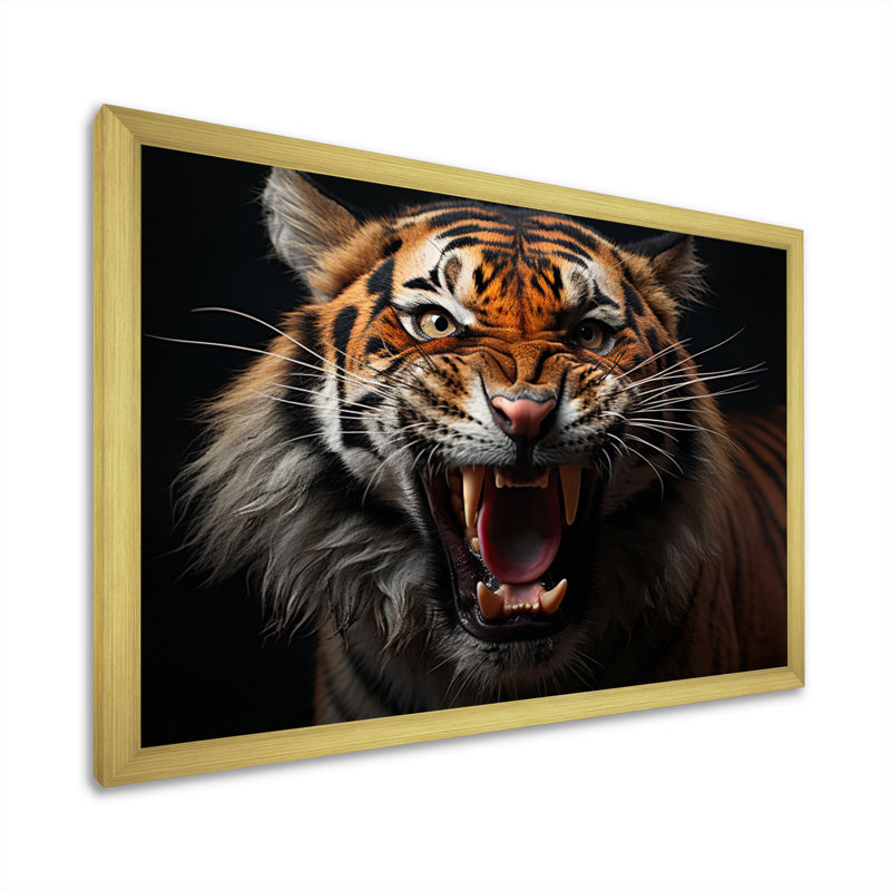 «Tiger Stripes Of Power II» sur toile, H 16 po x l 32 po x P 1 po, Encadrement doré