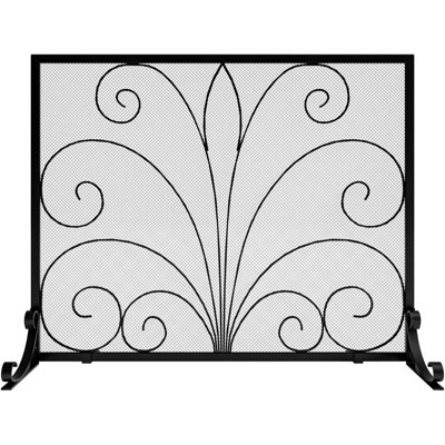 Pare-étincelles, fer forgé fabriqué à la main, grille de protection pour four en métal Flat Guard, protection contre les étincelles et accessoires pour poêle à bois (L 35 po x H 28 po)