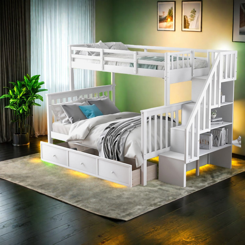 Lit superposé simple en bois avec rangement pour les salles familiales modernes
