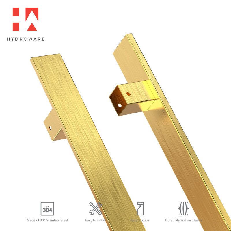 Modern Brushed Gold Stainless Steel Push Pull Door Handle Set