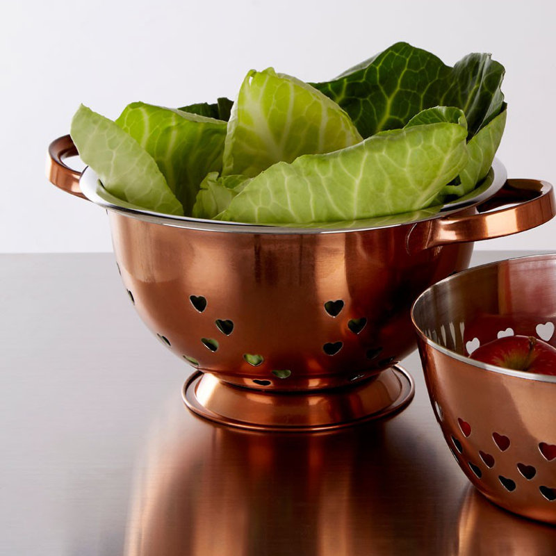 Symple Stuff Stainless Steel Colander, Rose Gold