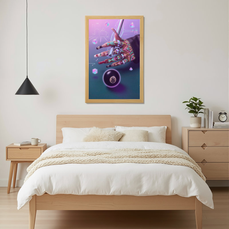 Art mural sur toile en bois naturel pour salon, chambre à coucher, bureau ou vestibule - décoration murale décorative avec main néon