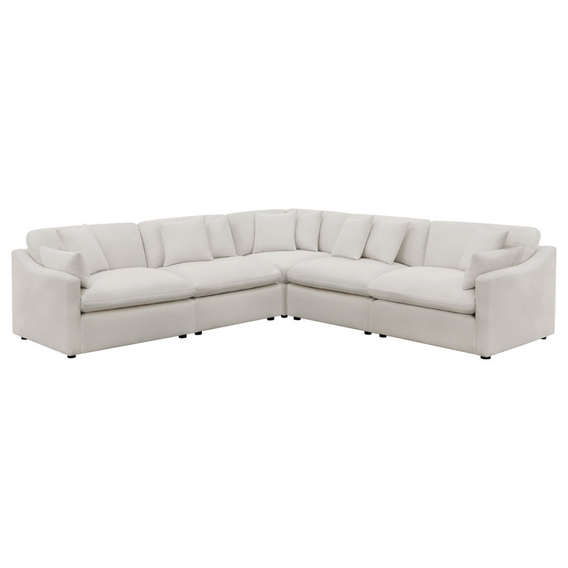 Canapé modulaire rembourré 5 pièces Hobson, Ivory Polyester