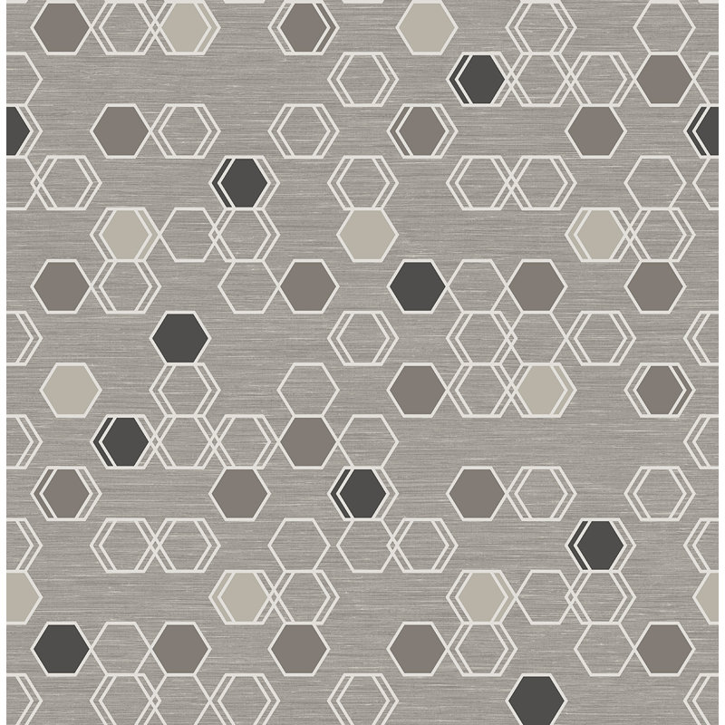 Papier peint géométrique non collé Seabrook Designs Cullen, Taupe / marron métallique