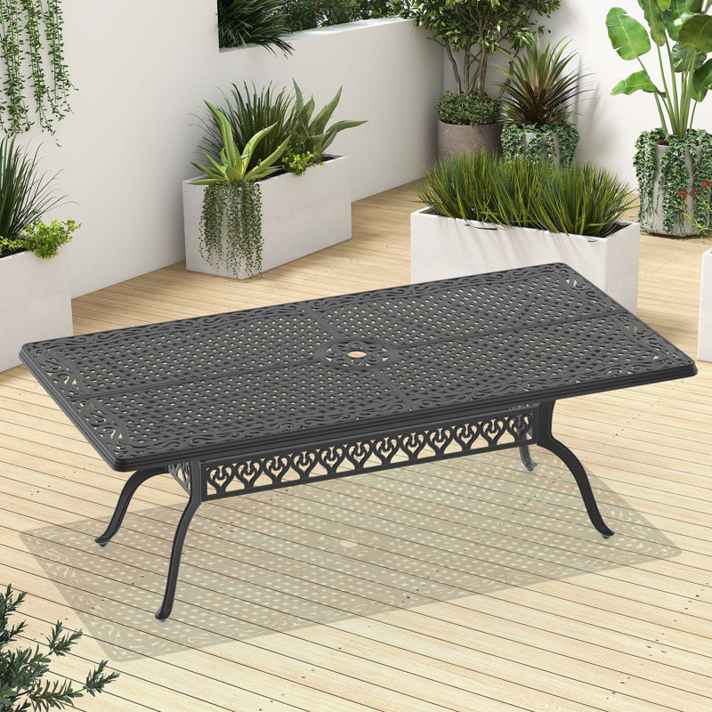 Table de salle à manger avec cadre et trou pour parasol L82,68 * l 41,34 po