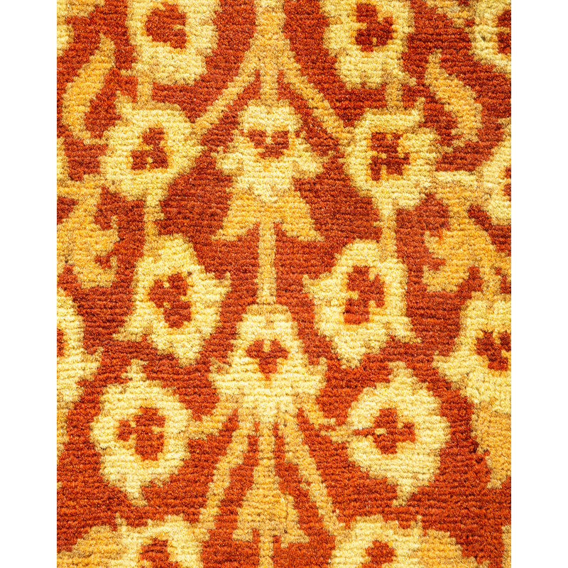 Tapis unique en laine noué à la main 5 pi 3 po x 8 pi 10 po nouvel âge Hayner - orange / beige / brun