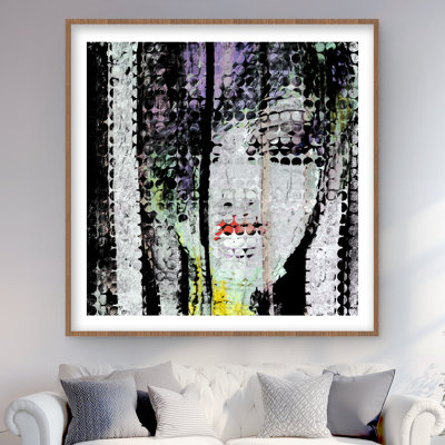 «Abstract Colorful Colorful Face» - reproduction encadrée rétro noire