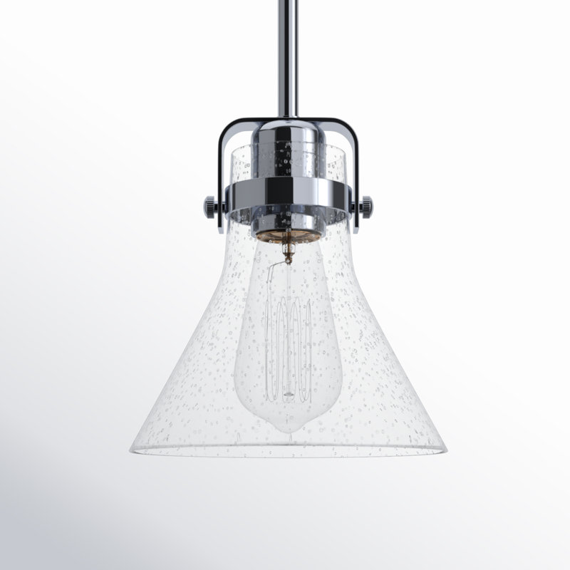 Luminaire suspendu conique à 1 lumière Amarvir, Chrome poli, Non