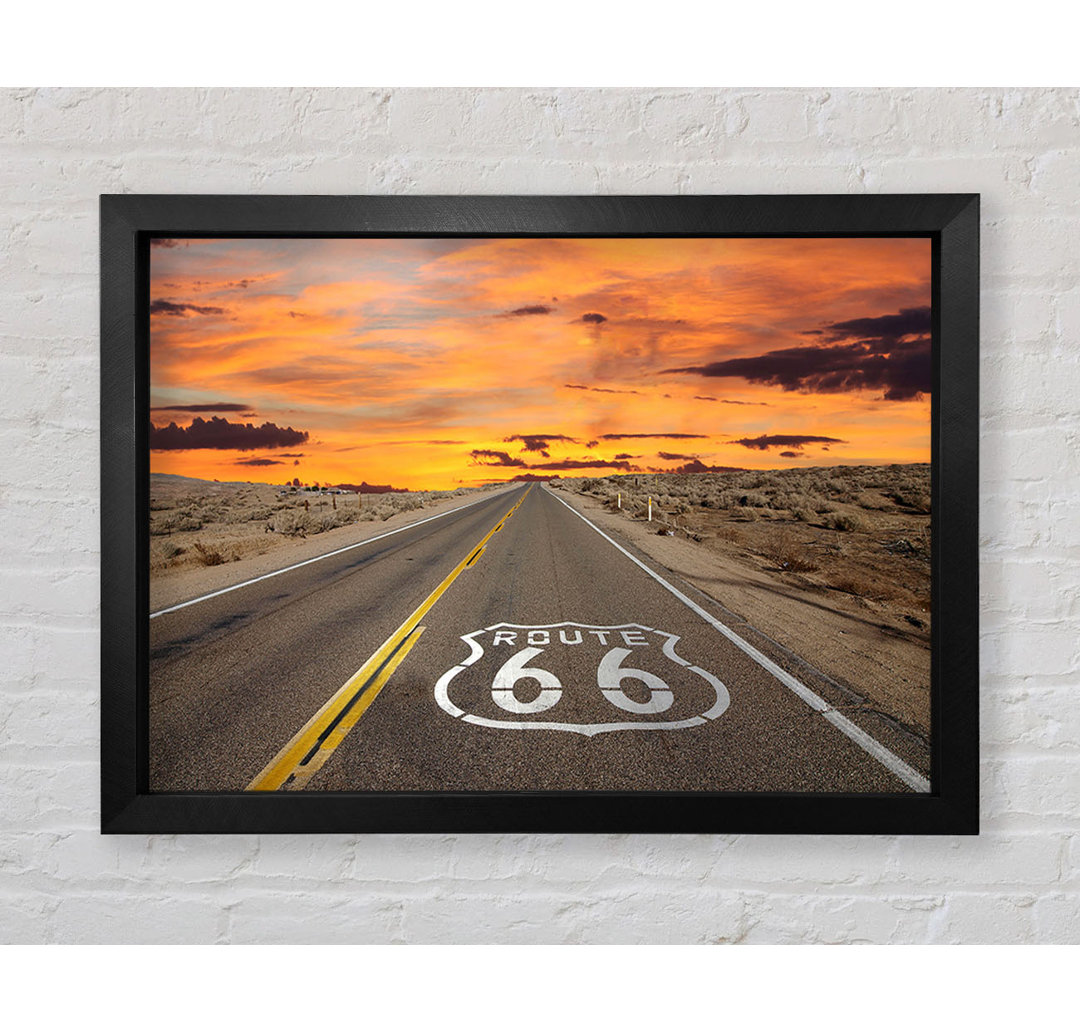 Route 66 Sonnenuntergang - Einzelne Bilderrahmen Kunstdrucke