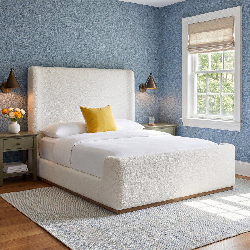 Marlin Upholstered Eastern King Sleigh Bed Cream, King