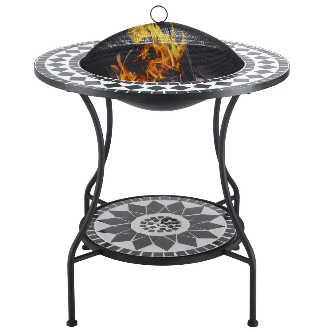 Round Steel Wood Burning Smokeless Fire Pit with Lid Bungalow Rose