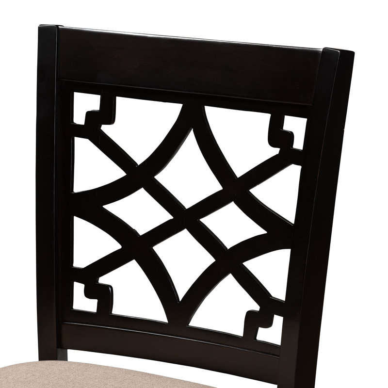 Upholstered Counter Stool with Solid Wood Frame, Sand