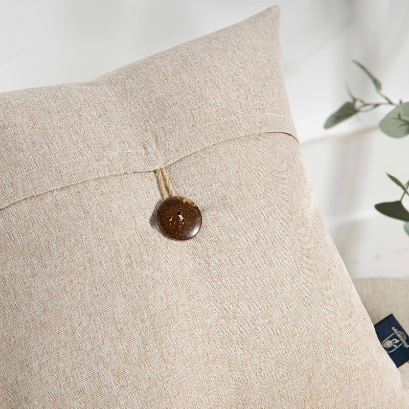 Beige Reversible Polyester Square Throw Pillow Set