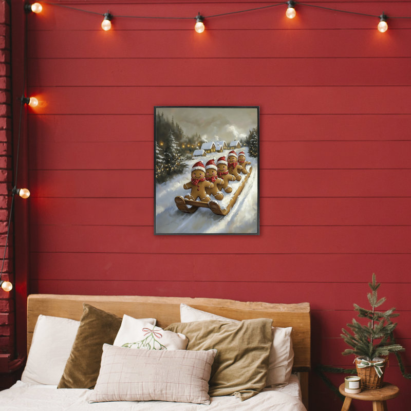 «Gingerbread Snow Day», giclée encadrée, design par Arlington Prints, Giclée encadrée noir minuit, H 30 po x l 24 po
