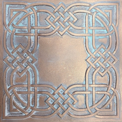Drop In, Glue Up PVC Ceiling Tiles in Weathered Copper, pack of 10 (40sq.ft)