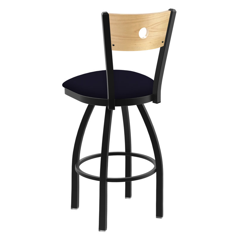 830 Voltaire Swivel Bar & Counter Stool, Natural Maple, Canter Twilight Vinyl / Anodized Nickel Frame