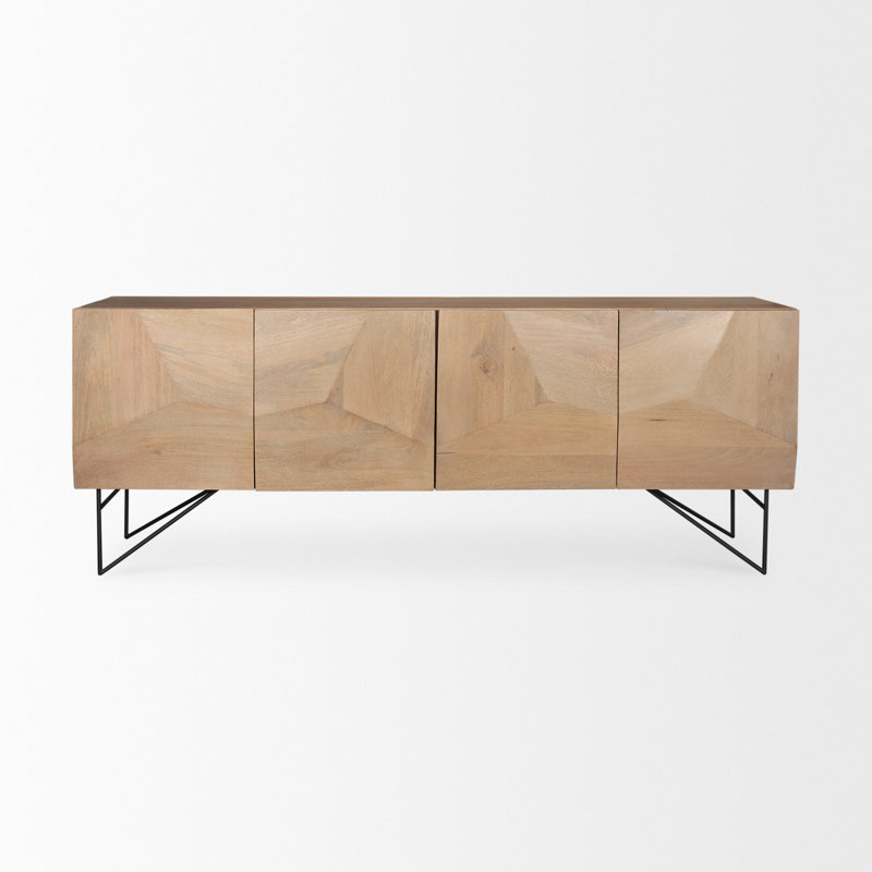 Gainey 80'' Solid Wood Sideboard, Light Brown/Black