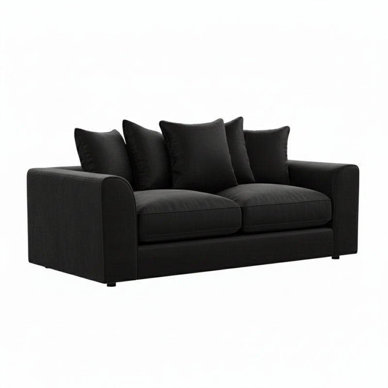 3 Seater Velvet Sofa, Black