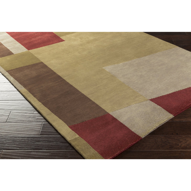 Mugal Hand Knotted Wool Abstract Area Rug, Rectangle 8' x 11'