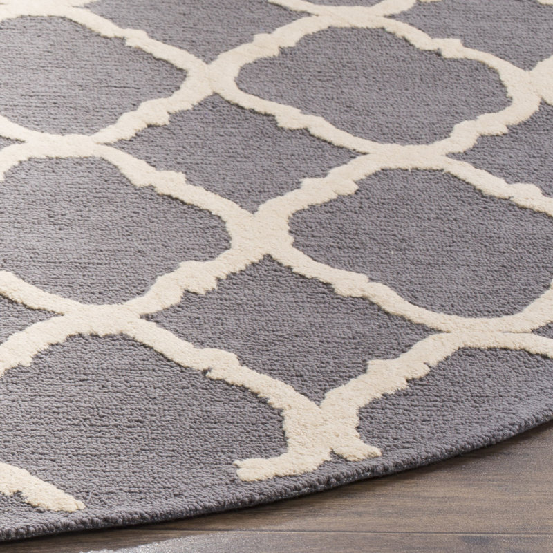 Fullerton Hand Hooked Cotton Pile Geometric Rug, Round 6'