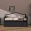 Lit de jour simple avec lit gigogne, lit de jour avec 2 tiroirs de rangement, canapé-lit en bois avec dossier capitonné à boutons pour le salon-317110651