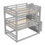 Lit superposé triple pleine grandeur avec escalier de rangement, conception convertible séparée, structure en bois massif, lits 3 en 1 peu encombrants, gris-1082759951