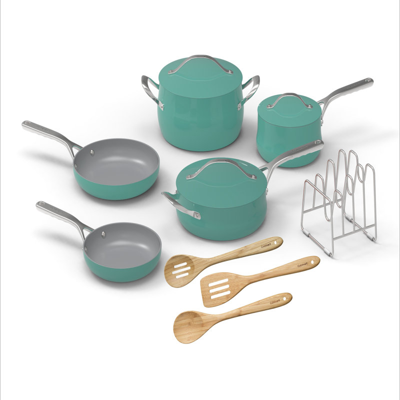 Cuisinart 12-Piece Turquoise Enamel Nonstick Cookware Set