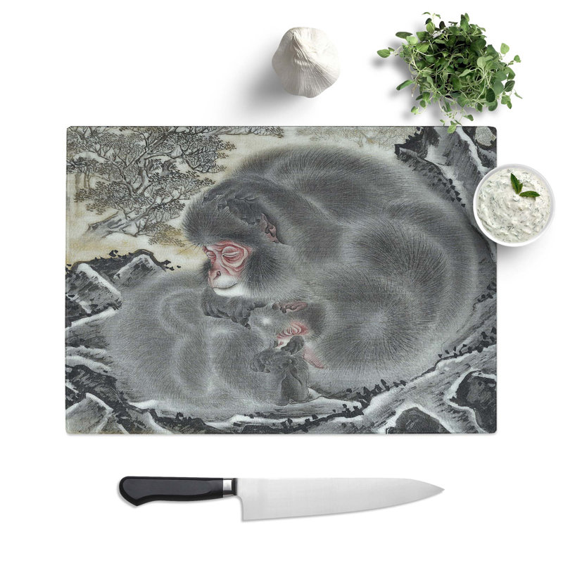 Glass Monkeys by Kawanabe Kyosai Chopping Board, 39 cm W x 28.5 cm L