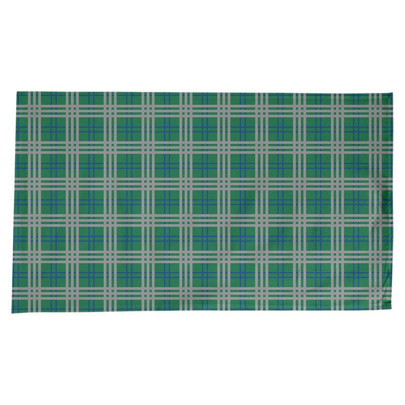 Nappe en mélange de coton à carreaux, Vert / bleu / argent