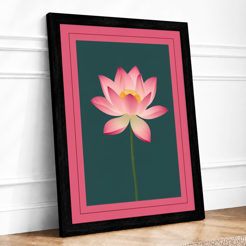 Lotus Bloom Botanical - Framed Print, Black, A4 - 29.7 x 21.0 cm