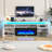 82.6" Fireplace Tv Stand For Tvs Up To 95 In, High Gloss Media Console With 40" Electric Fireplace, LED Lights and Charging Station, Fireplace Entertainment Center For Living Room, White-1956301832-1956301833-1958028318