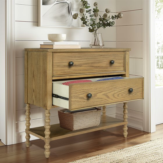 Commode décorative 2 tiroirs Naturel Voir ci-dessous