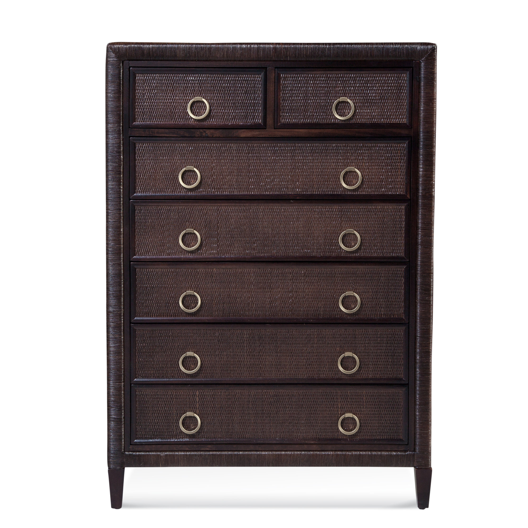 Warwick 7 Drawer Wicker Chest, Truffle, Satin Nickel
