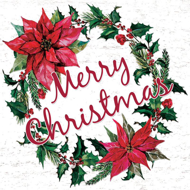 Merry Wreath 2 - Wrapped Canvas Print, 30cm H x 30cm W x 3.8cm D