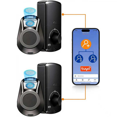 Serrure à pêne dormant intelligent SEPOX® 2PC - entrée sans clé 5-en-1 (empreinte digitale, Bluetooth, Wi-Fi, application Tuya, clé) - Verrouillage / déverrouillage automatique, compatible avec les portes avant et chambre à coucher, levier et bouton