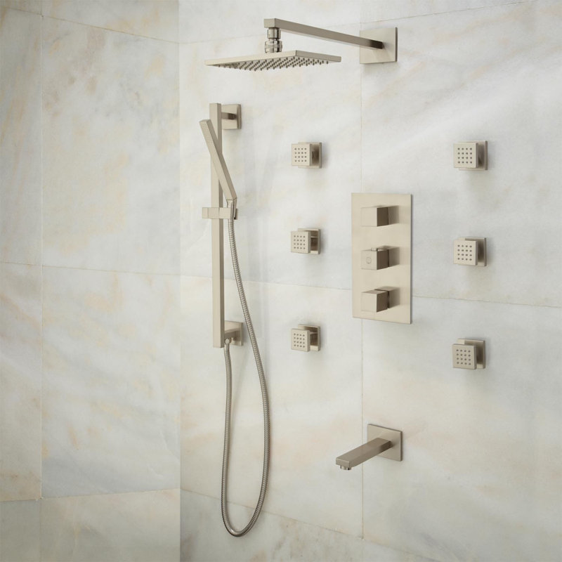 Minimalist Rainfall Shower Column with Adjustable Head, Hand Shower, and Easy Mount Kit