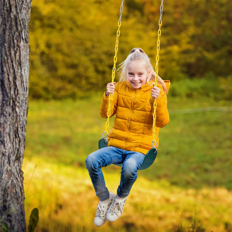 Siège de balançoire robuste Sorbus, vert, chaîne résistante à la rouille de 68 pouces - âge 1-3 ans, remplacement des accessoires de jeu de jeu avec support à crochets à pression 220 lb pour les enfants