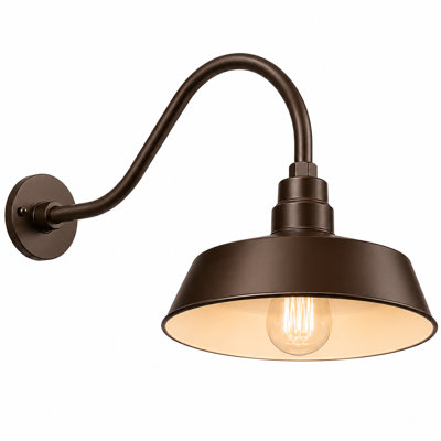 14 po Luminaire de grange à col-de-cygne de 22 po Long bras d'extension - Applique murale de style campagnard, rétro, style antique - Homologué UL - Ampoule DEL A19 9W 900lm (blanc froid 5000K)