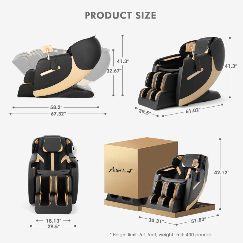 Fauteuil de massage inclinable 3D en similicuir avec fonction de retournement 3D