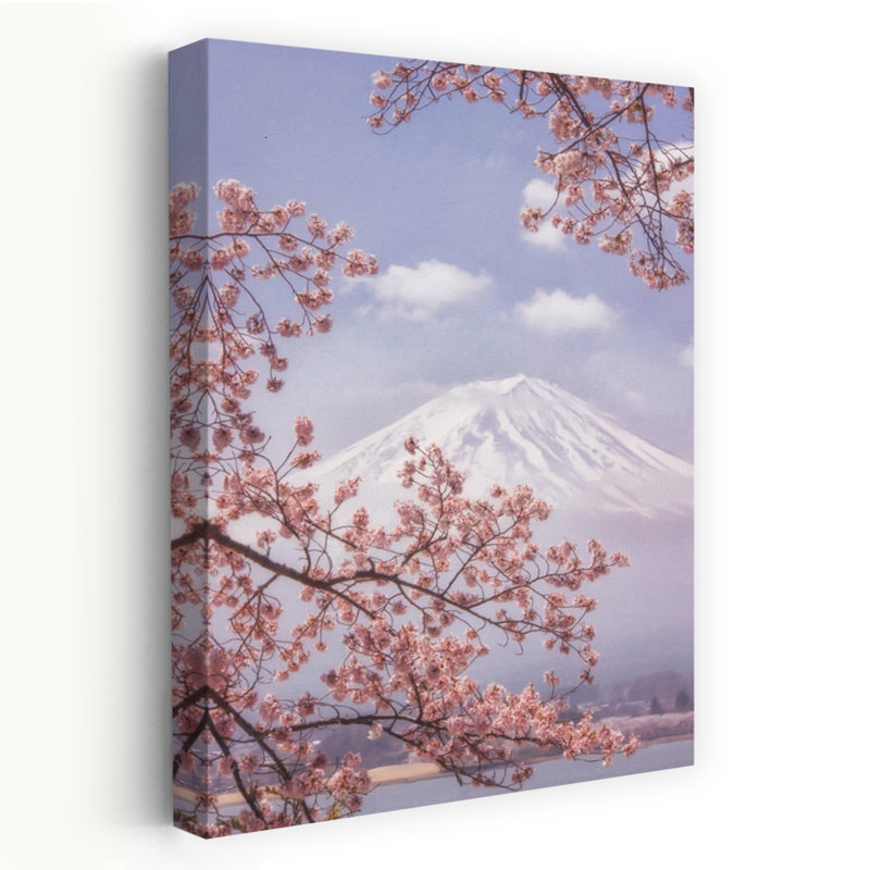 Art contemporain contemporain avec paysage de fleurs de cerisier, H 24 po x l 16 po