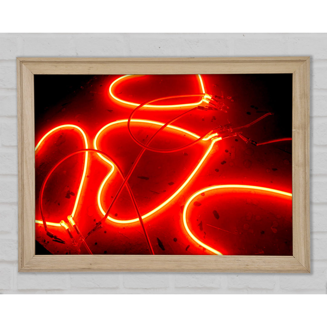 Valentinstag Neon Herz Gerahmter Druck Wandkunst