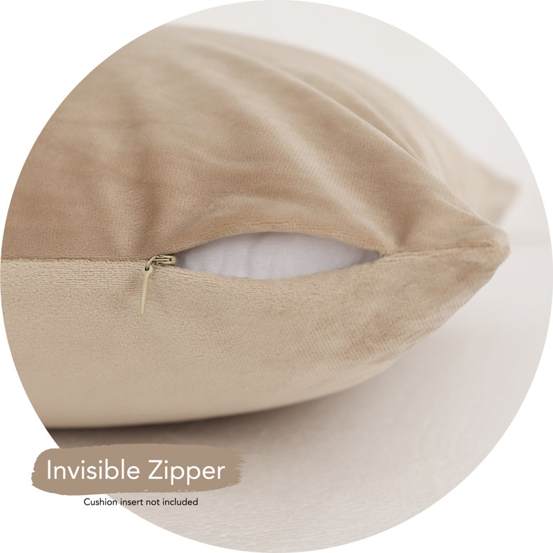 Rectangular Velvet Pillow Cover, Light Khaki