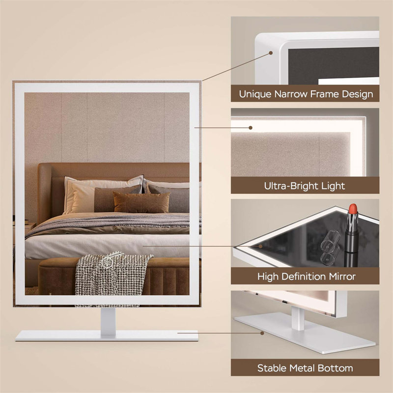 Demetrias Metal Rectangle Floor Mirror, White