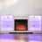White Tv Cabinet With Electric Fireplace, 58''w*15.5''d*24.4''h, For 32 - 62" Tvs, Touch Screen Operated Storage Shelves Modern Fireplace Stand 58''w: Finish, Flame Color Change Function-1308739063