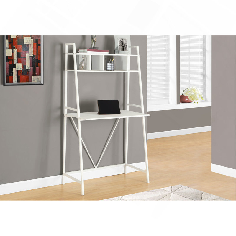 Bureau d'ordinateur, bureau personnel, ordinateur portable, incliné, tablettes de rangement, travail, stratifié, stratifié, contemporain