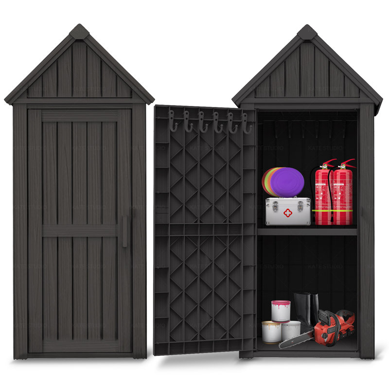 Remise extérieure noire en résine, Noir